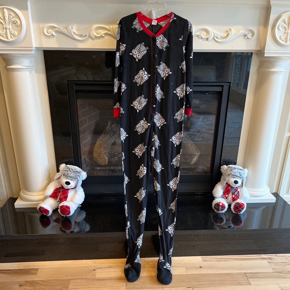 Comfy Fleece Pajamas Fleece Owls Footed One Piece Cozy Womens XS